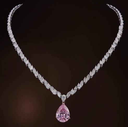 Elegant 10.8ct Pear Cut Fancy Pink Sapphire Necklace