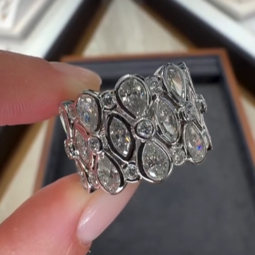 8.5ct Pear Cut White Sappire Diamond Cocktail Ring