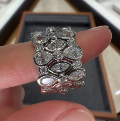 8.5ct Pear Cut White Sappire Diamond Cocktail Ring