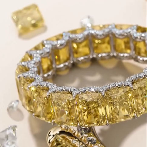 5.6ct Princess Cut Yellow & White Sapphire Engagement Ring 