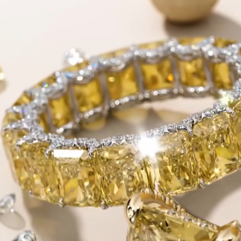 5.6ct Princess Cut Yellow & White Sapphire Engagement Ring 