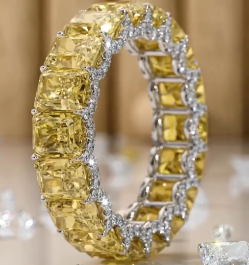 5.6ct Princess Cut Yellow & White Sapphire Engagement Ring 