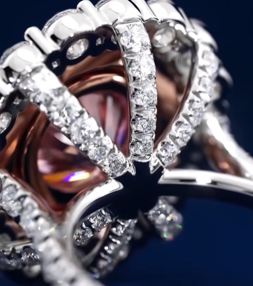 Romantic 6.3ct Round Cut Pink Sapphire Engagement Ring 