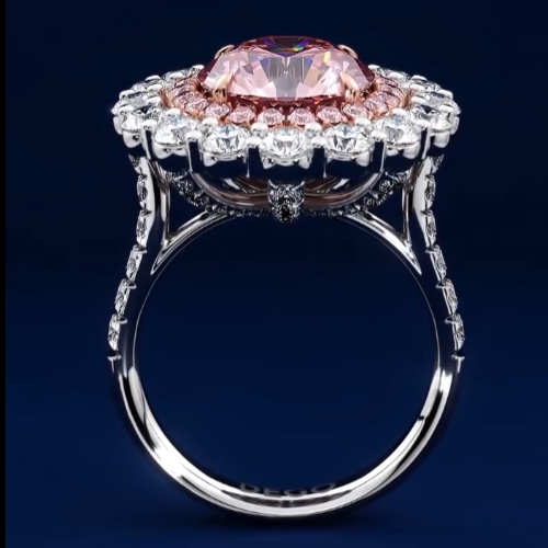 Romantic 6.3ct Round Cut Pink Sapphire Engagement Ring 