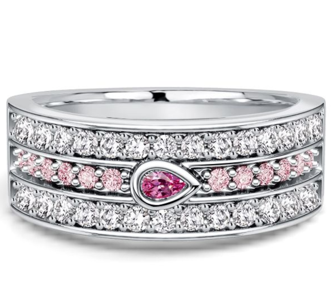 Fashion 2.0ct Pear Cut Pink Sapphire Romantic Dating Ring