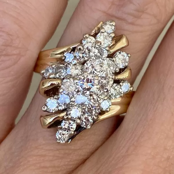 Vintage 5ctw Round Cut White Sapphire Cluster Ring