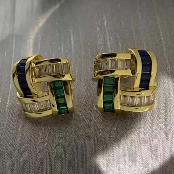 Luxury 3.6ct Emerald Cut Emerald Sapphire Earrings