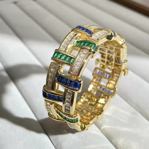 Art Deco 26.3ct Emerald Cut Multicolor Gemstone Bracelet