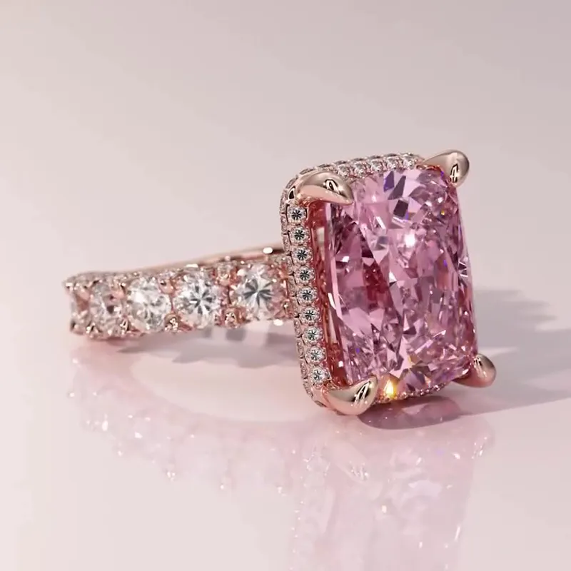 Art Deco 3.6ct Princess Cut Pink Sapphire Engagement Ring