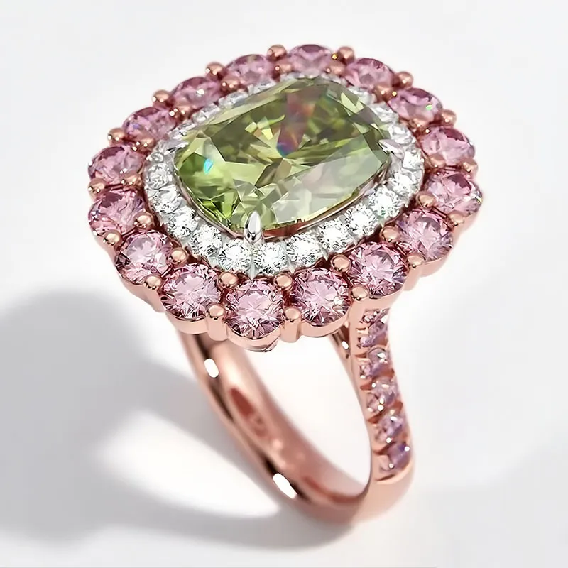 Round-cut fashion multi-color ring