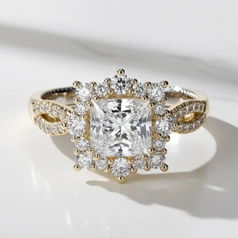 3.6ct Princess Cut White Sapphire Engagement Ring 