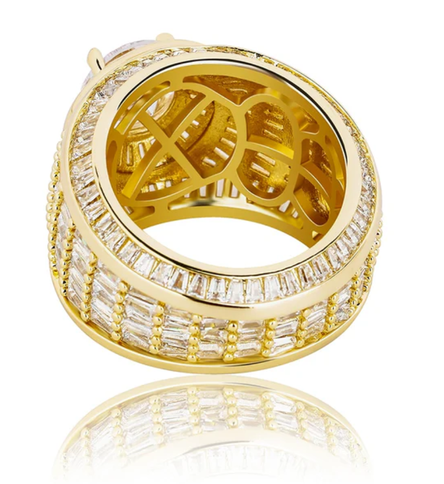 Art Deco 5ct Round Cut White Diamond Halo Golden Engagement Ring