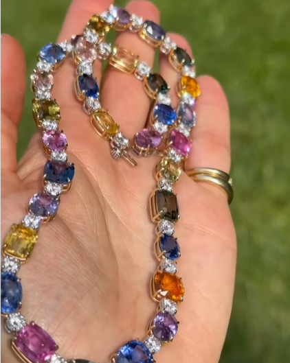 Rainbow Sapphire Tennis Necklace