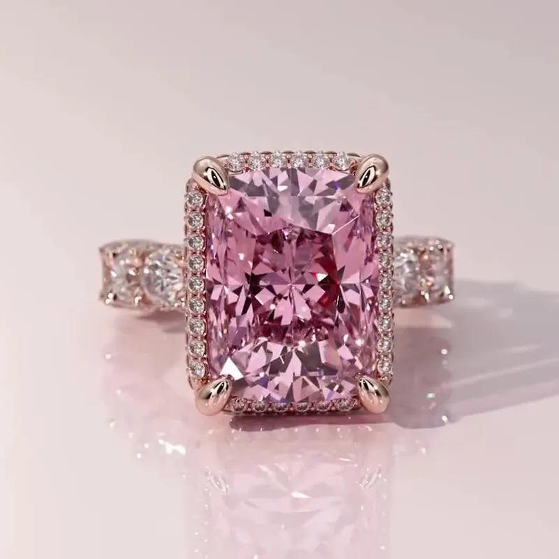 Art Deco 3.6ct Princess Cut Pink Sapphire Engagement Ring