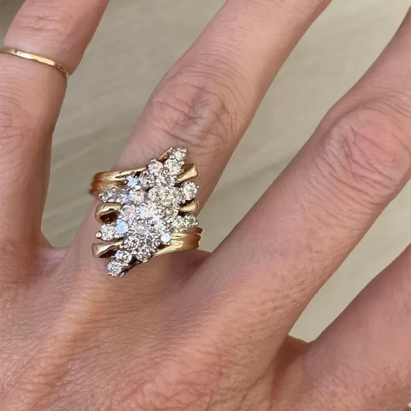 Vintage 5ctw Round Cut White Sapphire Cluster Ring