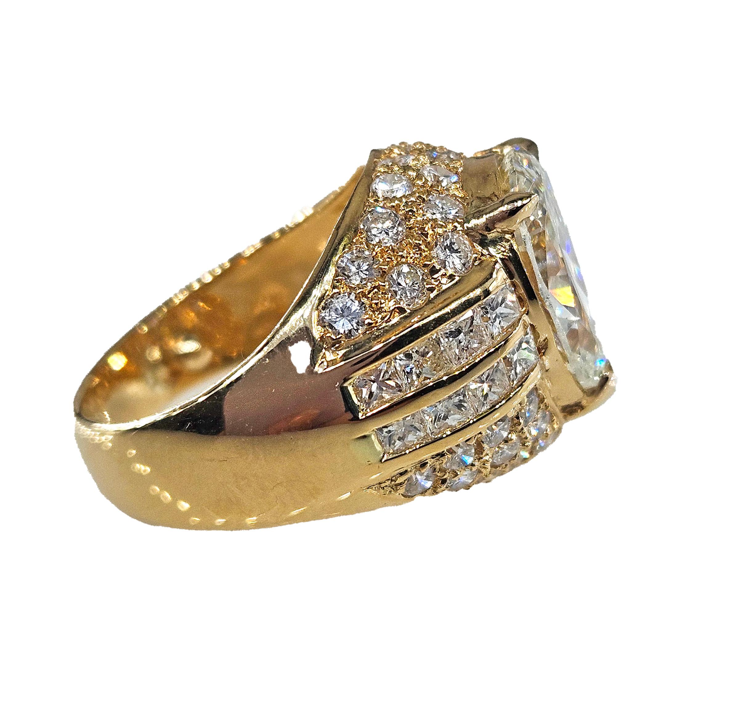 6.50 carat vintage pear-shaped diamond engagement and wedding ring