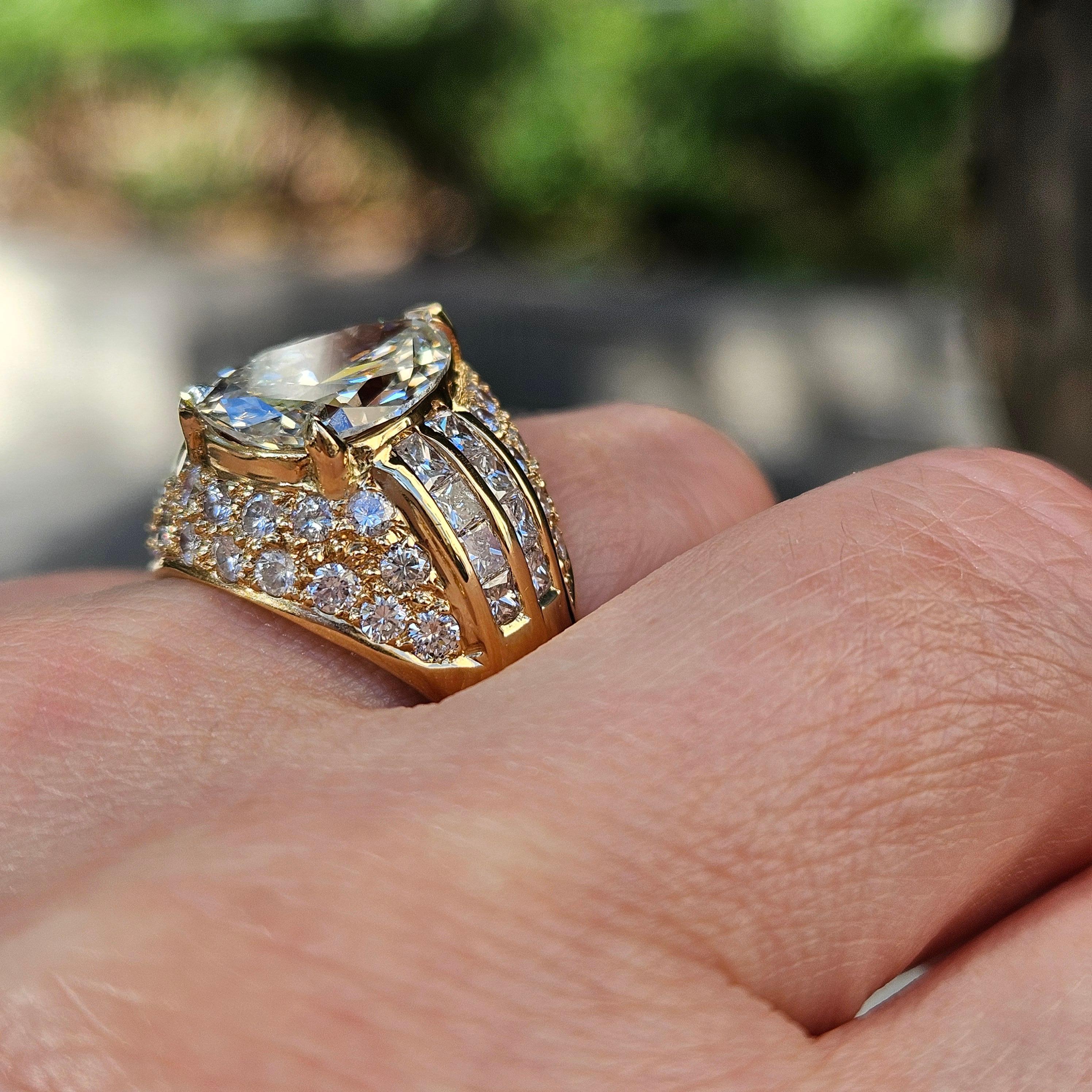 6.50 carat vintage pear-shaped diamond engagement and wedding ring