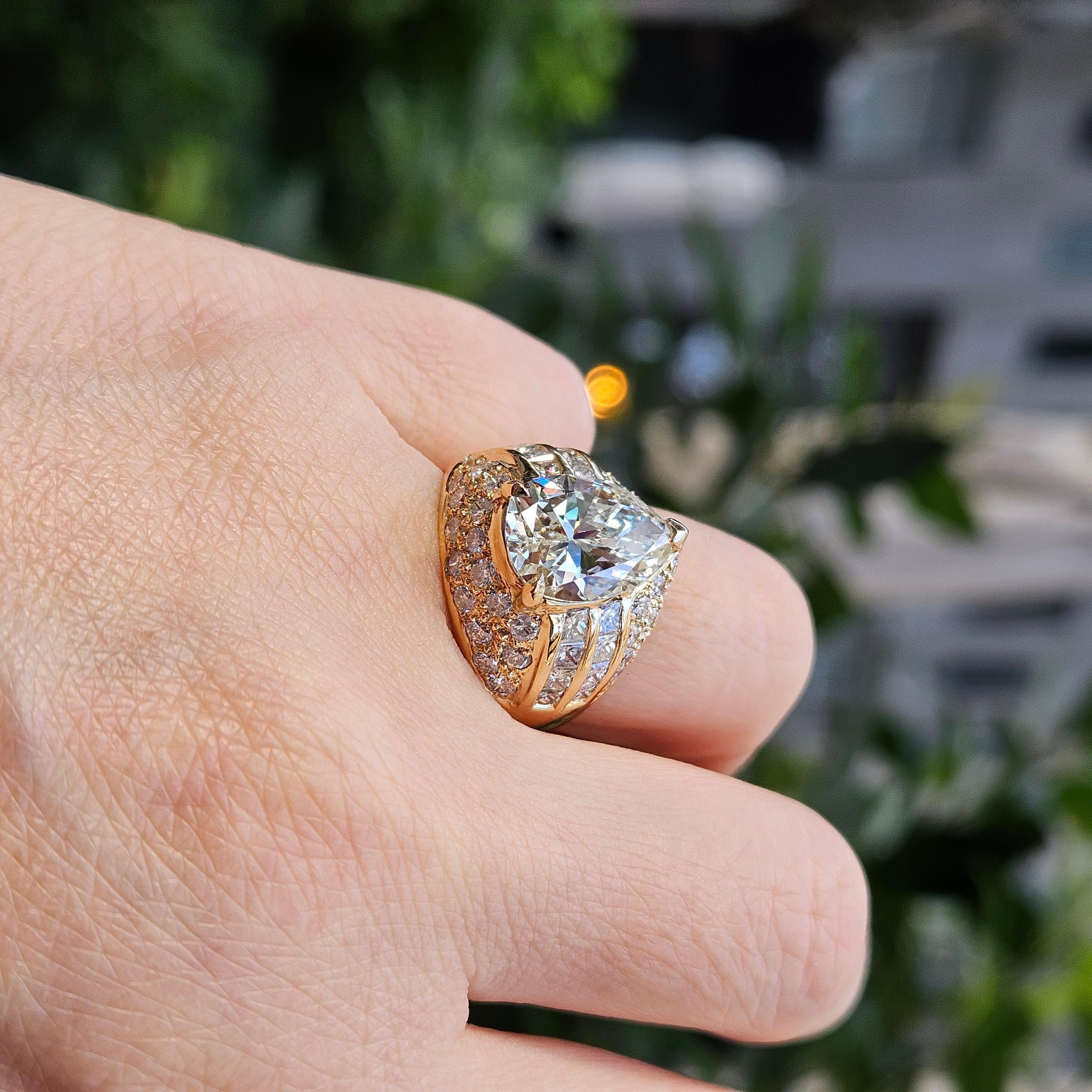 6.50 carat vintage pear-shaped diamond engagement and wedding ring