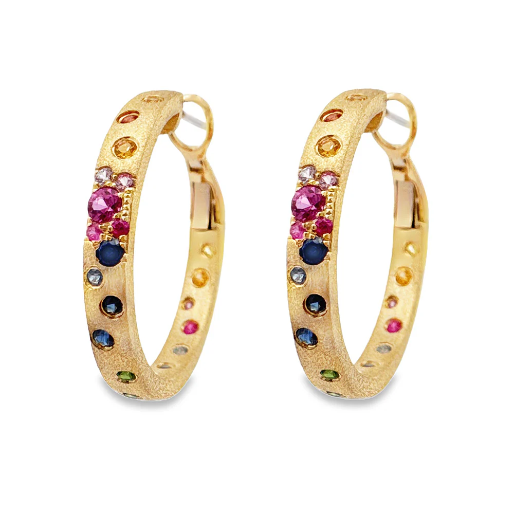 [Copy][Copy]Flush Set Multicolor Sapphire Starry Hoop Earrings