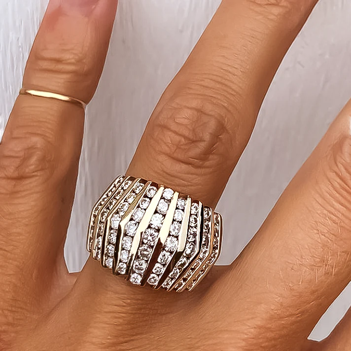 4 ctw Round Cut White Gemstone Pavé Ring