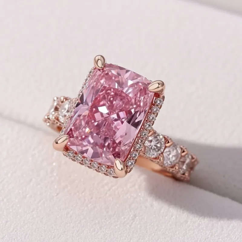 Art Deco 3.6ct Princess Cut Pink Sapphire Engagement Ring