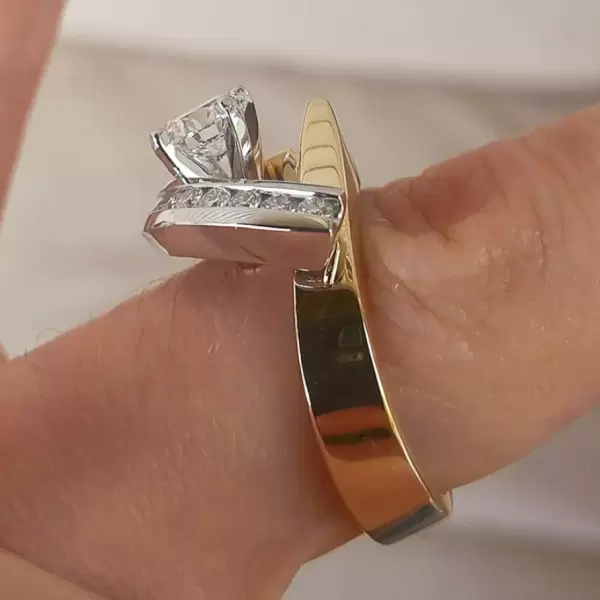 2.1ctw Round Cut White Sapphire Two Tone Ring