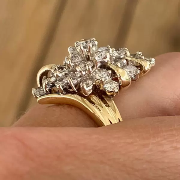 Vintage 5ctw Round Cut White Sapphire Cluster Ring