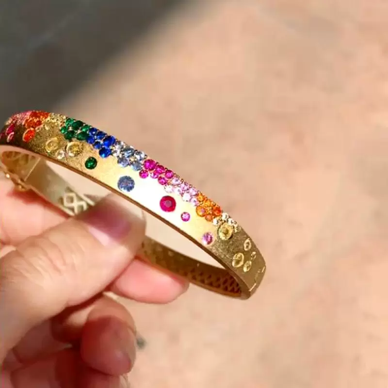 Flush Set Multicolor Sapphire Rainbow Starry Bangle