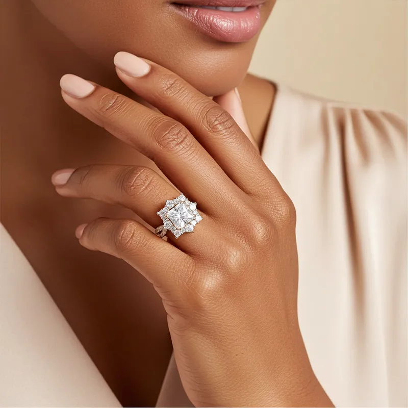 3.6ct Princess Cut White Sapphire Engagement Ring 