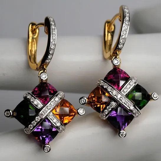 [Copy]Royal Amethyst Teardrop Earrings with Diamond Halo