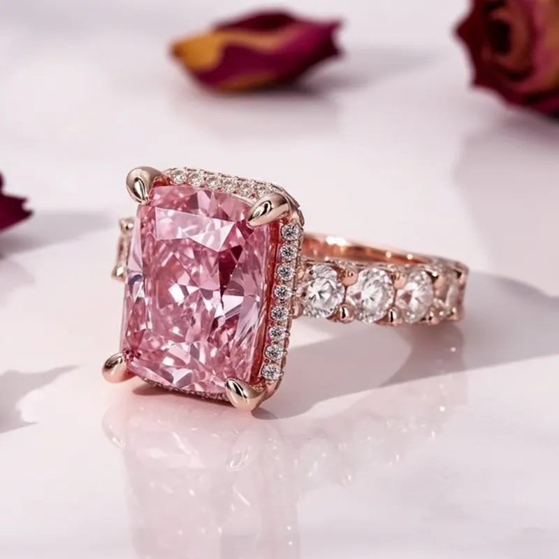 Art Deco 3.6ct Princess Cut Pink Sapphire Engagement Ring