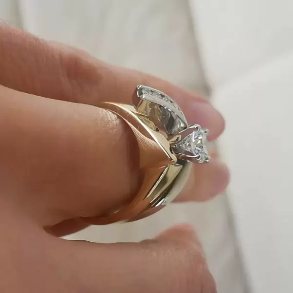 2.1ctw Round Cut White Sapphire Two Tone Ring