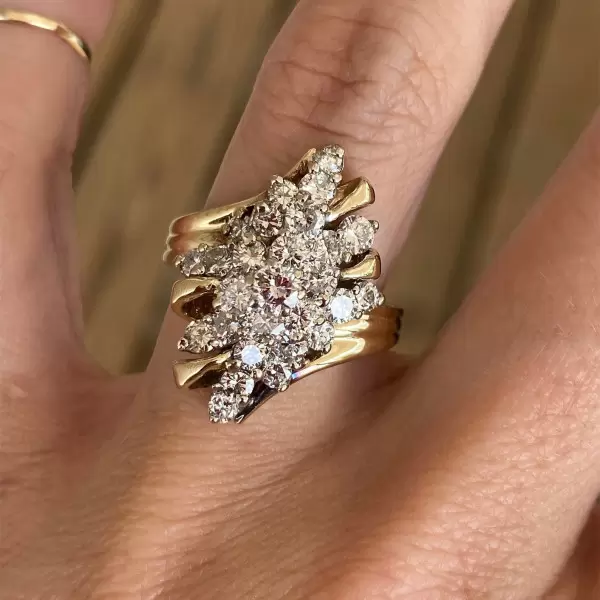 Vintage 5ctw Round Cut White Sapphire Cluster Ring