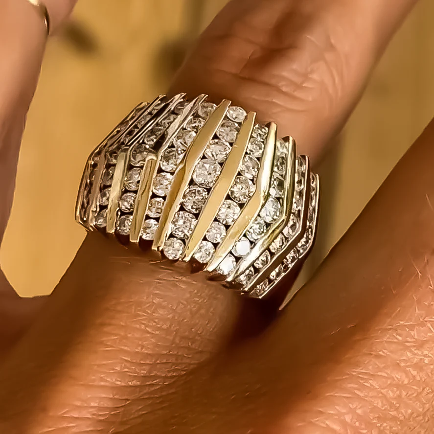 4 ctw Round Cut White Gemstone Pavé Ring