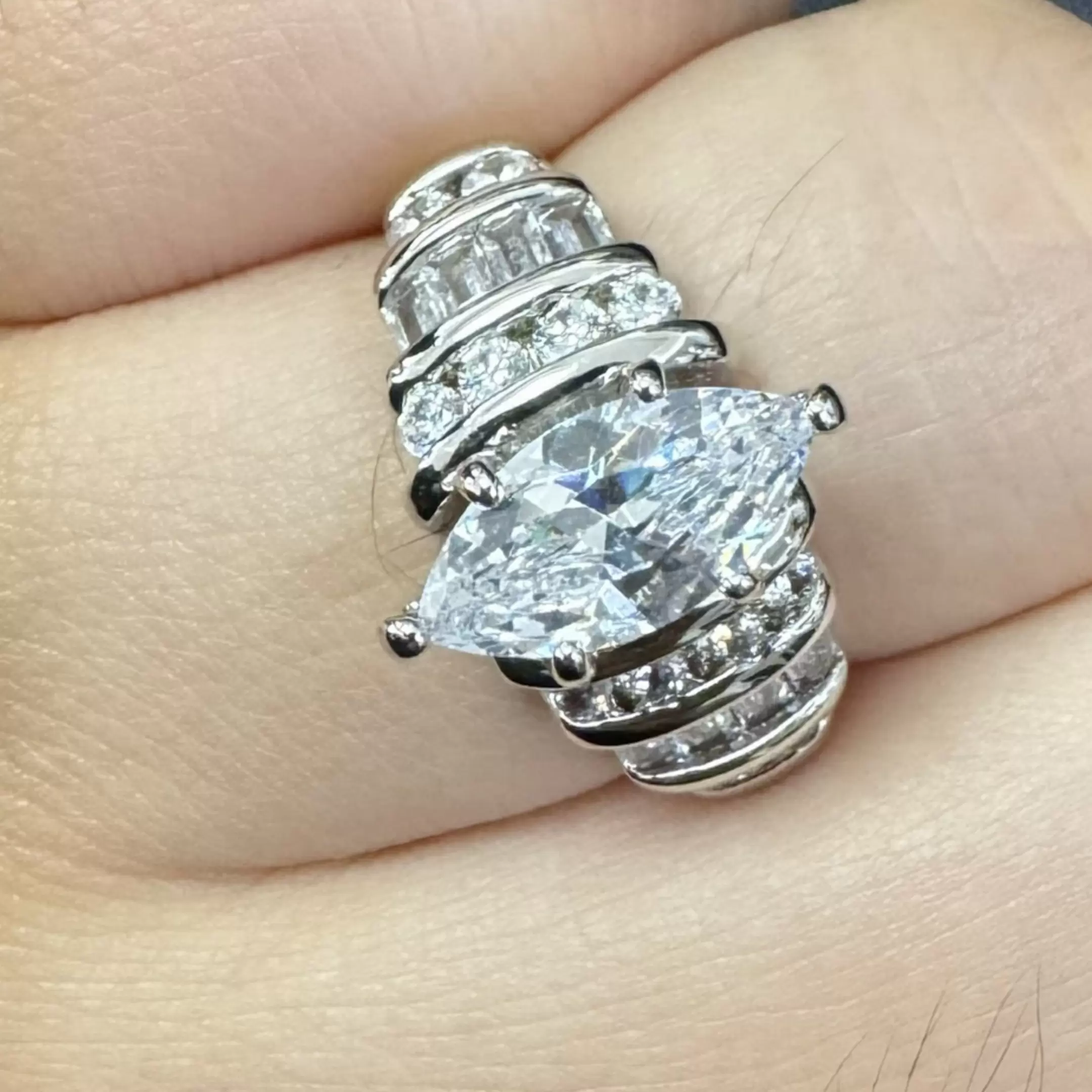 3.5ctw Marquise Cut White Sapphire Ring