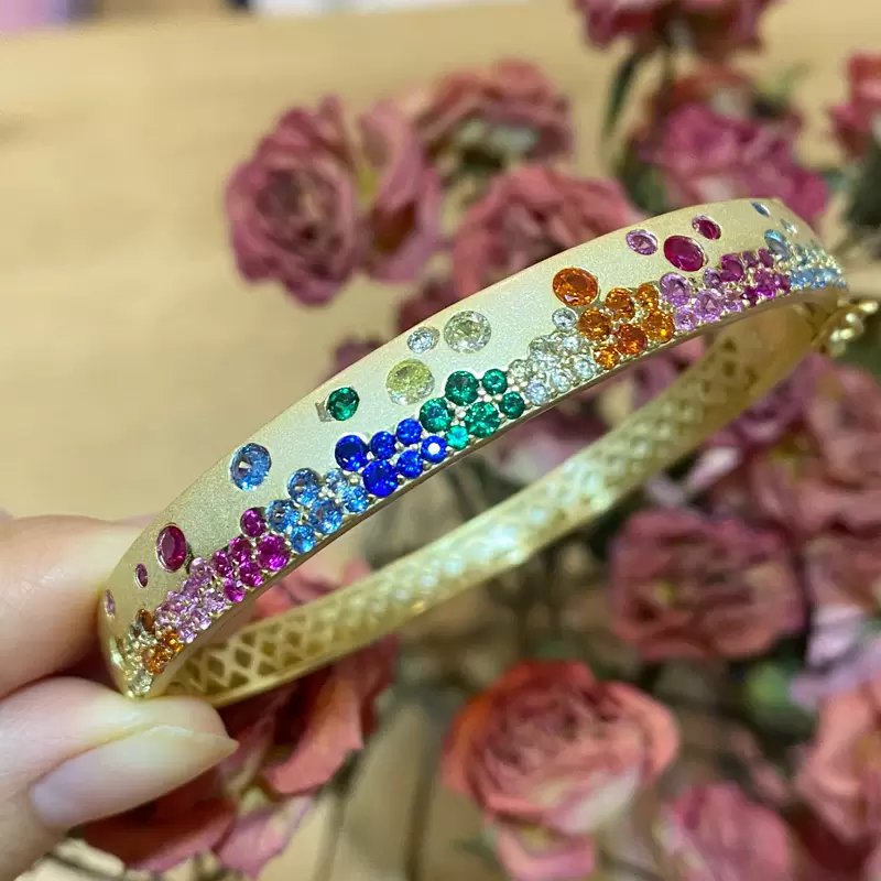 Flush Set Multicolor Sapphire Rainbow Starry Bangle