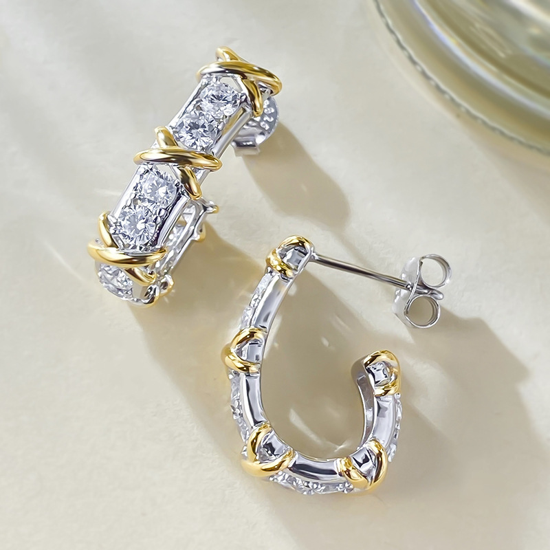 Silver two-color cross earrings: quantum entanglement, fateful love is fully revealed