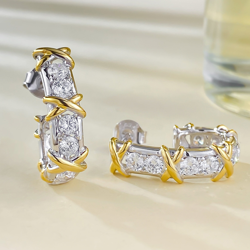 Silver two-color cross earrings: quantum entanglement, fateful love is fully revealed