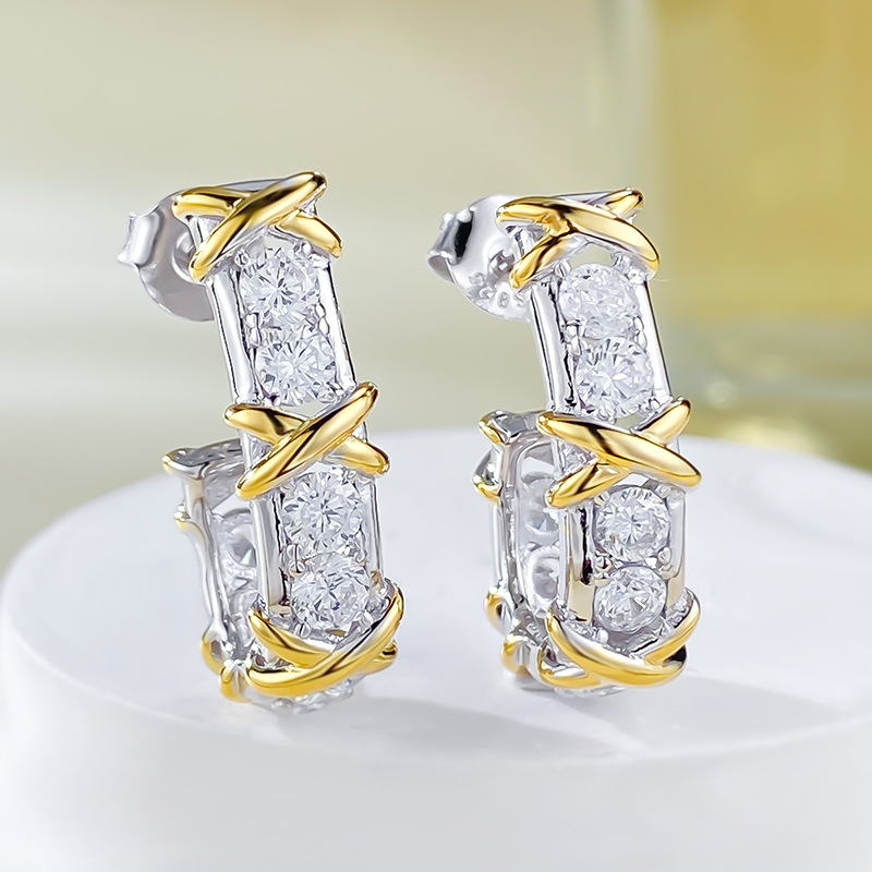 Silver two-color cross earrings: quantum entanglement, fateful love is fully revealed