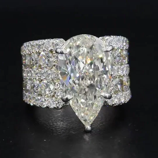 6ct handmade pear-shaped vintage-style sterling silver ring