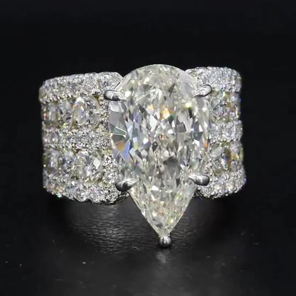 6ct handmade pear-shaped vintage-style sterling silver ring