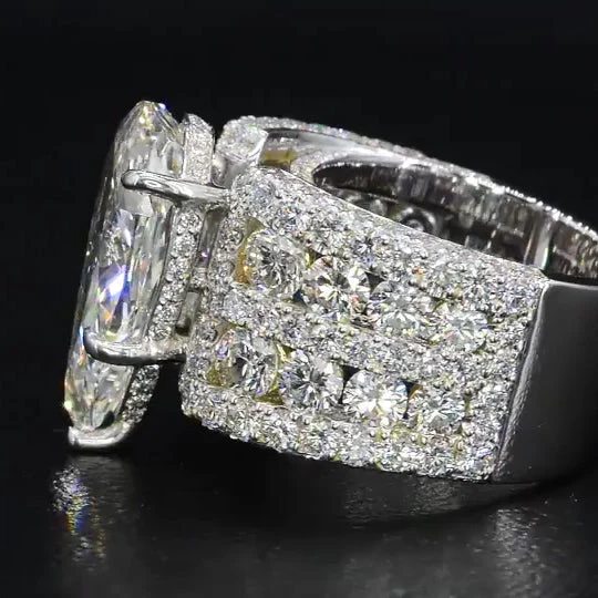 6ct handmade pear-shaped vintage-style sterling silver ring