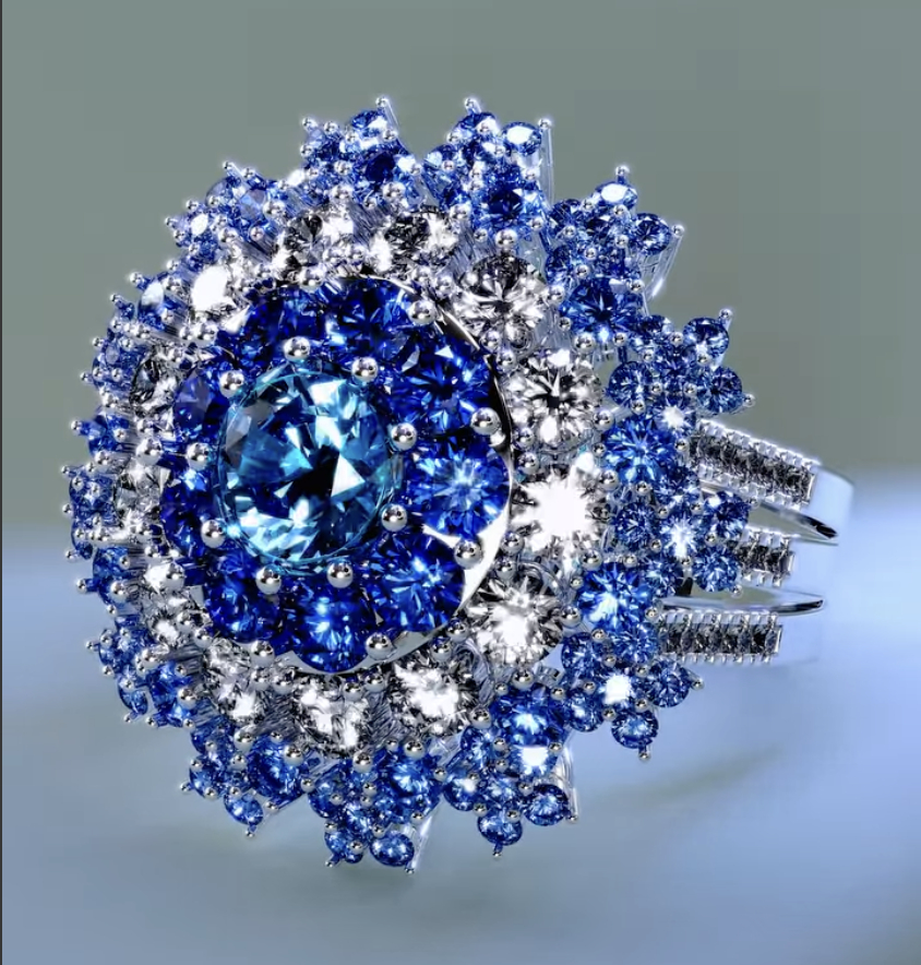 5ct Cushion Cut Blue Sapphire Engagement Ring