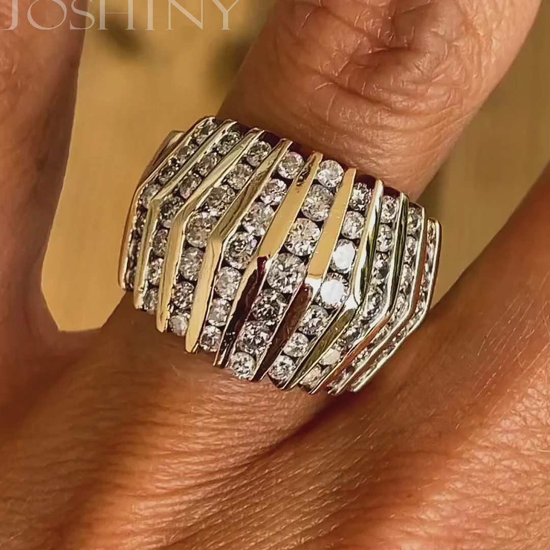 4 ctw Round Cut White Gemstone Pavé Ring