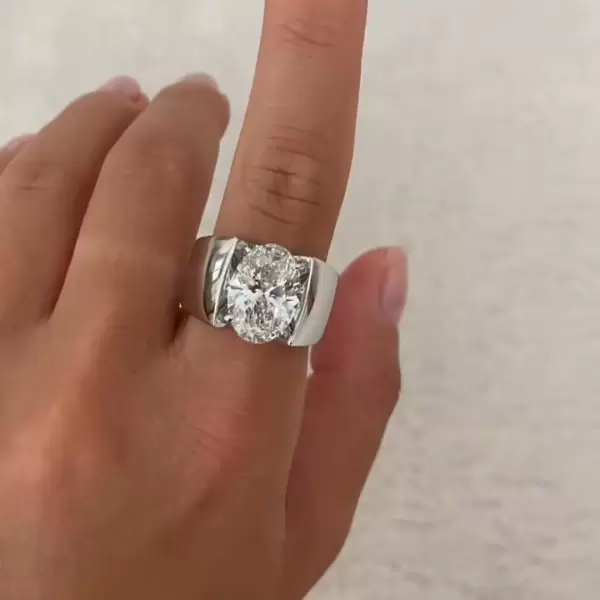 5.8ct Oval Cut White Sapphire Simple Classic Engagement Ring