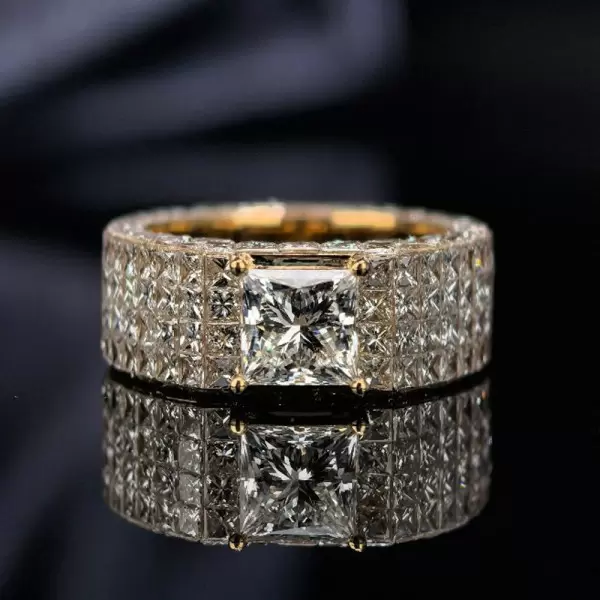 5.6ct Princess Cut White Sapphire Allover-set Men's Ring
