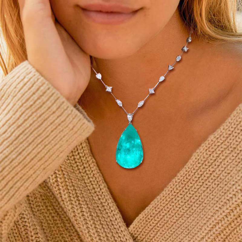 Multi-cut Chain 14ct Pear Cut Paraíba Tourmaline Necklace