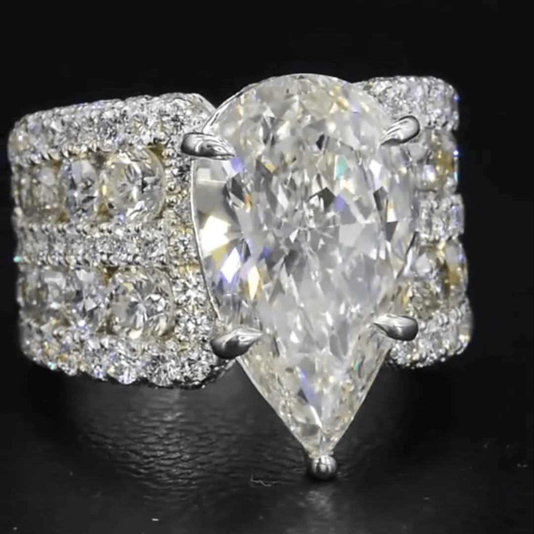 6ct handmade pear-shaped vintage-style sterling silver ring