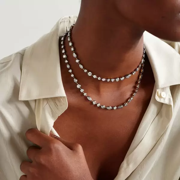 Multi-Cut White Sapphire Two Tone Necklace