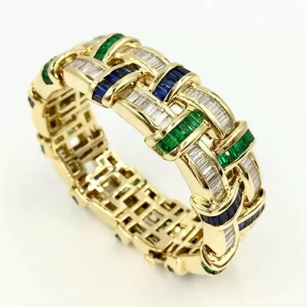 Art Deco 26.3ct Emerald Cut Multicolor Gemstone Bracelet
